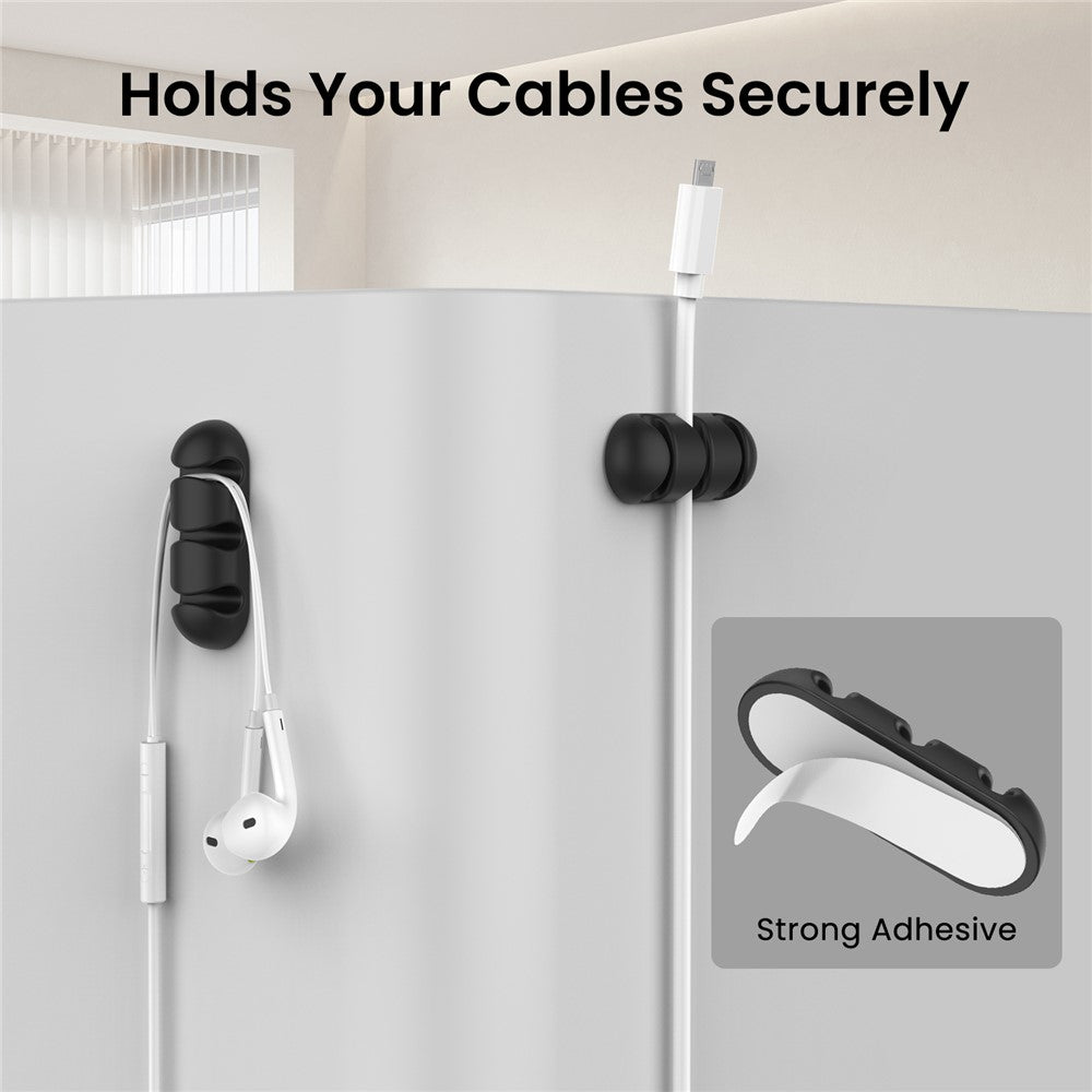 AHASTYLE WE31 6Pcs Adhesive Cable Organizer 3 Slots Silicone Earphone Charger Cable Management Tool
