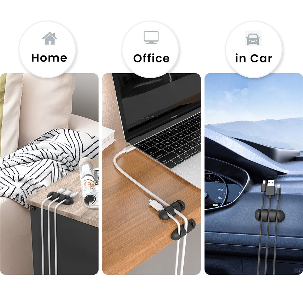 AHASTYLE WE31 6Pcs Adhesive Cable Organizer 3 Slots Silicone Earphone Charger Cable Management Tool
