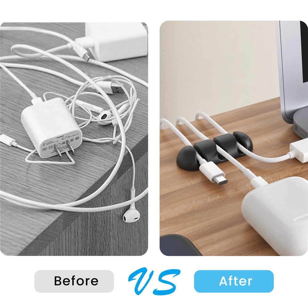 AHASTYLE WE31 6Pcs Adhesive Cable Organizer 3 Slots Silicone Earphone Charger Cable Management Tool