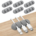AHASTYLE WE31 6Pcs Adhesive Cable Organizer 3 Slots Silicone Earphone Charger Cable Management Tool