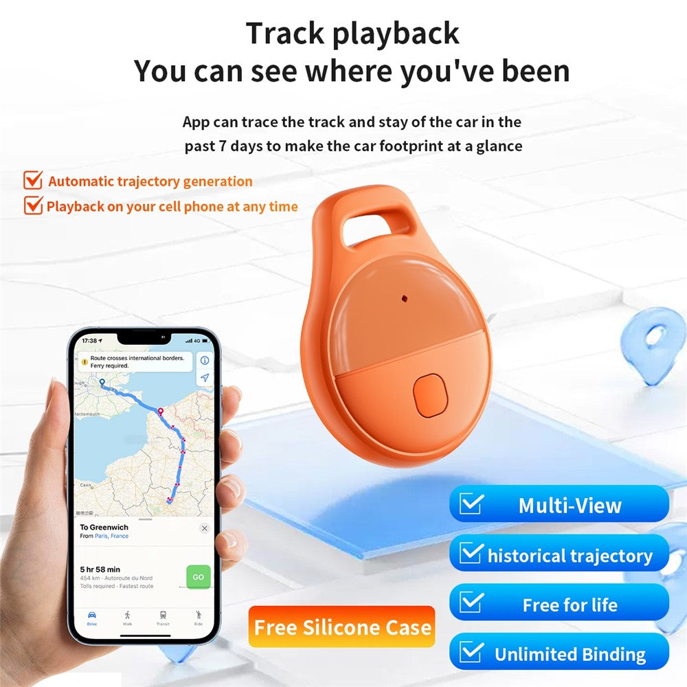 JHX05 IP65 Waterproof Multi User Item Keychain Tracker 7-Day Movement History Finder for iOS / Android