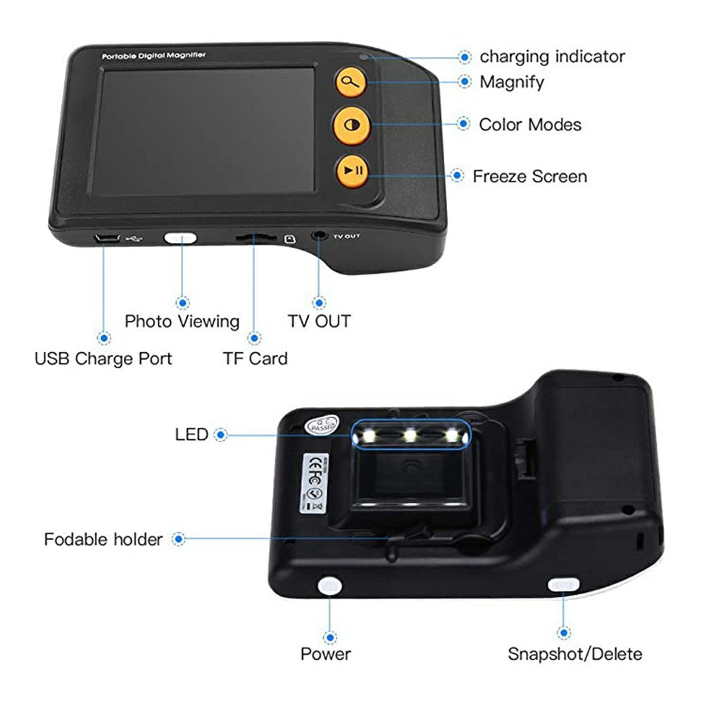 YS008 3.5 Inch Electronic Visual Aid 2-25X Magnifier for Low Vision Reading Newspaper Books