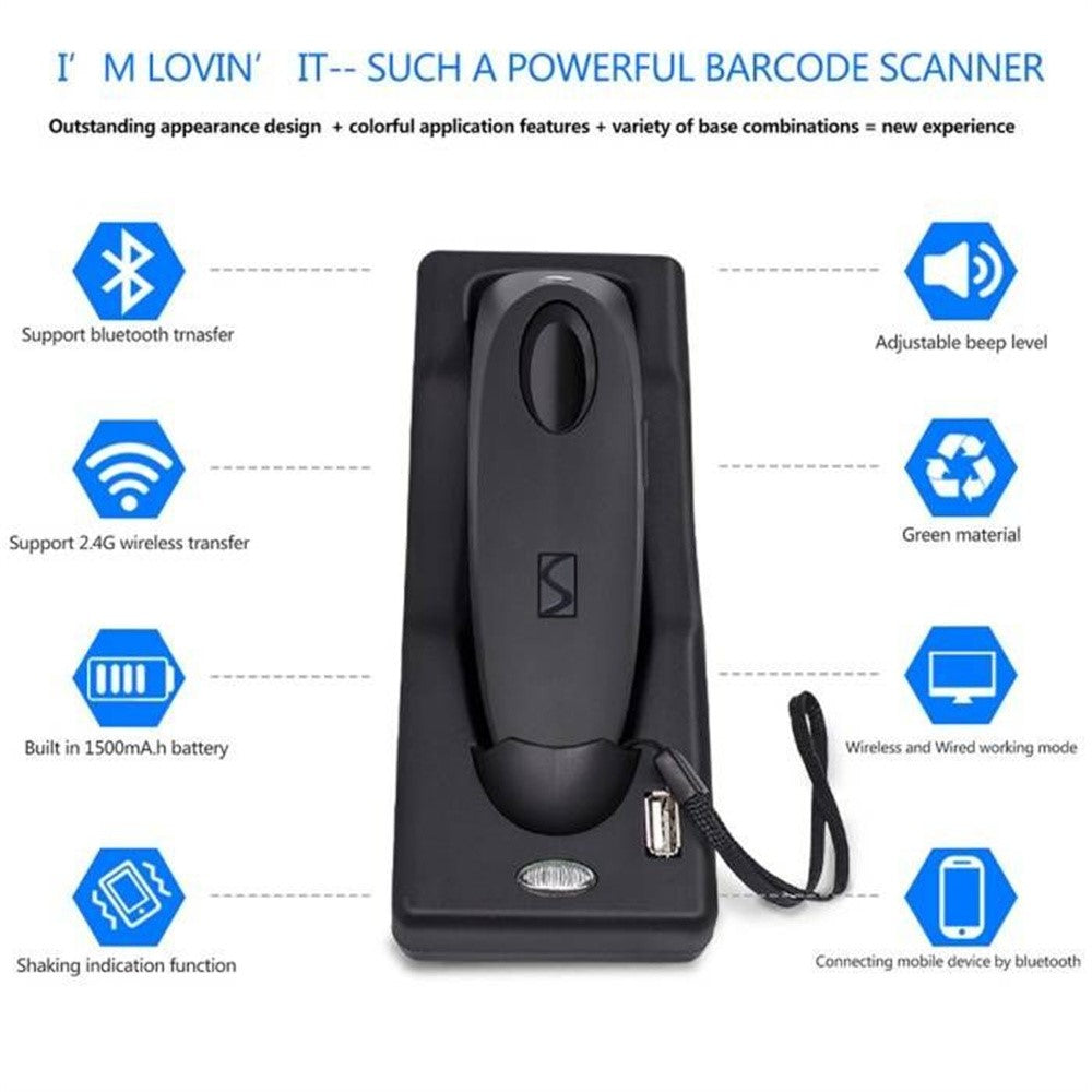 R40 Multifunctional Bluetooth-Compatible 2.4G Scanner with Base for 2D QR Code Barcode
