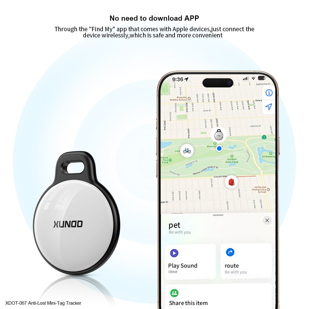 XUNDD XDOT-067 Anti Lost Mini Tag Tracker for iOS, Key Wallet Wireless Smart Finder