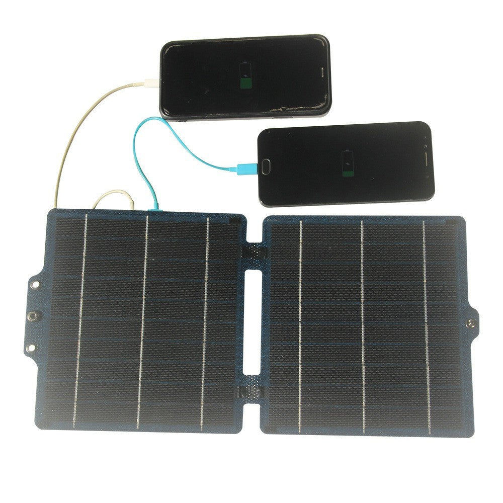 10W Bi-fold ETFE Flexible Solar Charging Panel with USB / Type C Output Waterproof Outdoor Emergency Power Supply