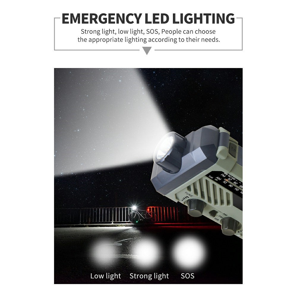 XLN-290 Emergency Solar Powered Multi-Function Radio FM AM WB Hand Crank LED Flashlight Power Bank