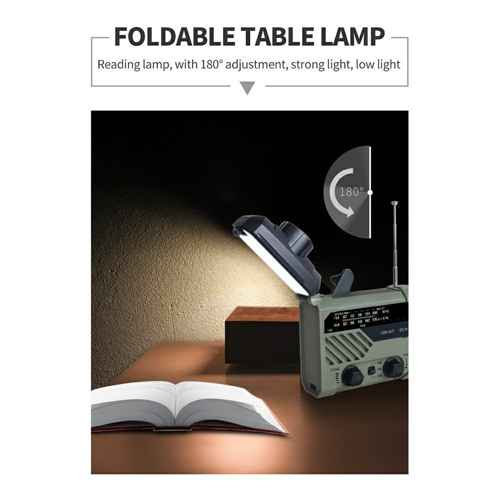 XLN-290 Emergency Solar Powered Multi-Function Radio FM AM WB Hand Crank LED Flashlight Power Bank