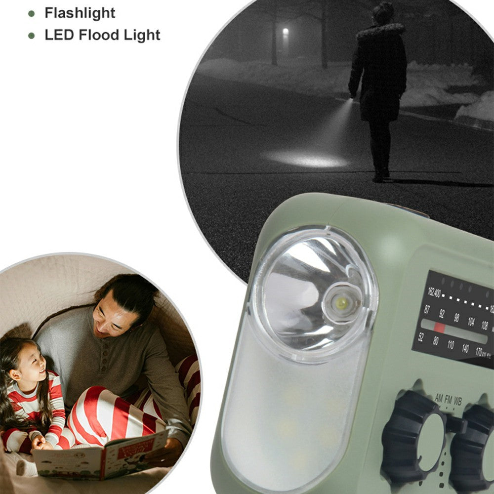 XLN-297 Solar Powered Multi-Function Radio AM FM SW Hand Crank Flashlight SOS Alarm Phone Charger