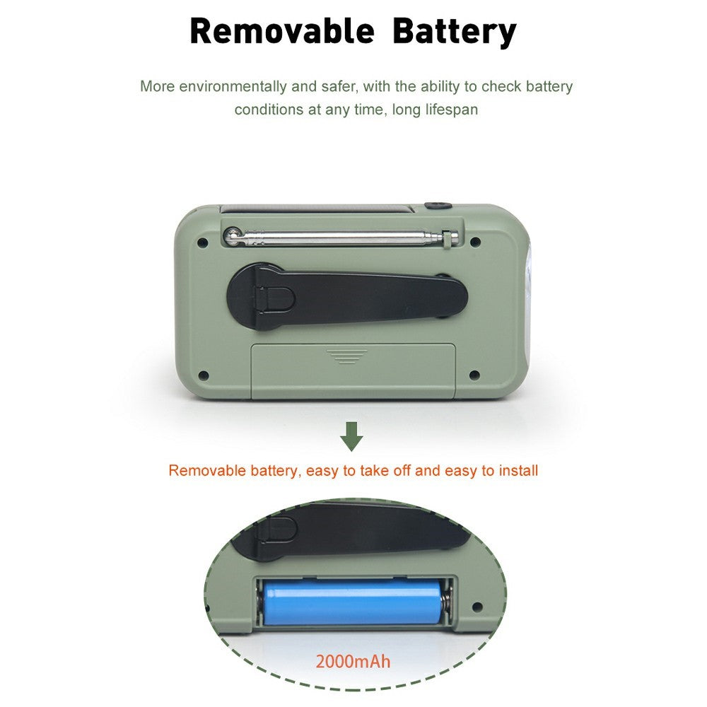 XLN-297 Solar Powered Multi-Function Radio AM FM SW Hand Crank Flashlight SOS Alarm Phone Charger