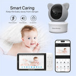 BABY6TY Tuya 5-tommers babyalarm med tovejslyd, 1080P-wifi-kamera og videoovervågningsenhed til spædbørn