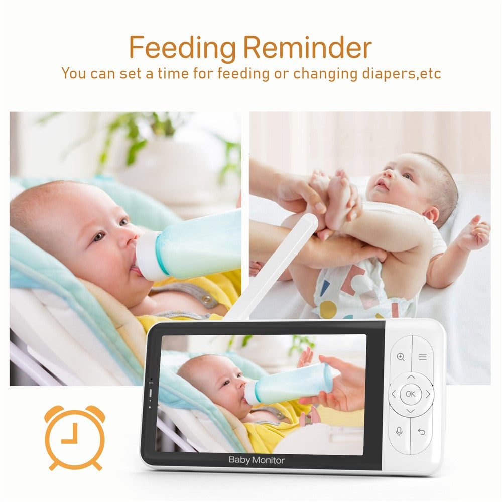 BABY6TY Tuya 5-tommers babyalarm med tovejslyd, 1080P-wifi-kamera og videoovervågningsenhed til spædbørn