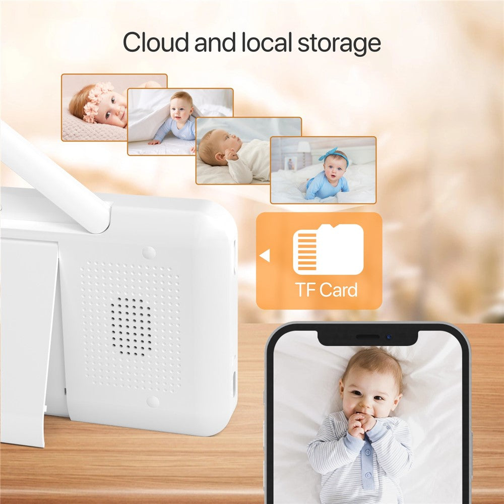 BABY6TY Tuya 5-tommers babyalarm med tovejslyd, 1080P-wifi-kamera og videoovervågningsenhed til spædbørn