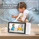 BABY6TY Tuya 5-tommers babyalarm med tovejslyd, 1080P-wifi-kamera og videoovervågningsenhed til spædbørn