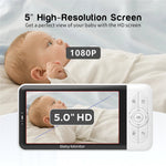 BABY6TS Cloudedge-app 5-tums babyvakt med dubbla kanaler, tvåvägsljud, 1080P HD, nattseende, WiFi-kamera