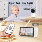 BABY6TS Cloudedge-app 5-tums babyvakt med dubbla kanaler, tvåvägsljud, 1080P HD, nattseende, WiFi-kamera