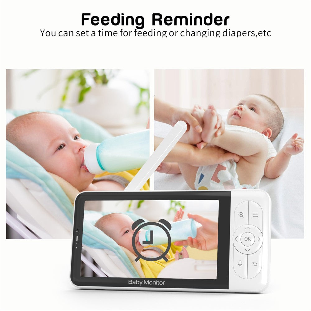 BABY6TS Cloudedge-app 5-tums babyvakt med dubbla kanaler, tvåvägsljud, 1080P HD, nattseende, WiFi-kamera