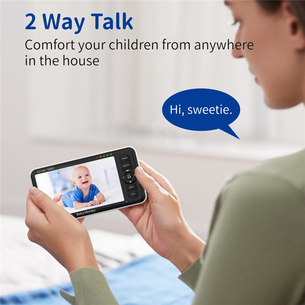 SM55 5.5 Inch Baby Monitor Two-Way Audio 1080P HD Display Panoramic Remote Control Night Vision Camera