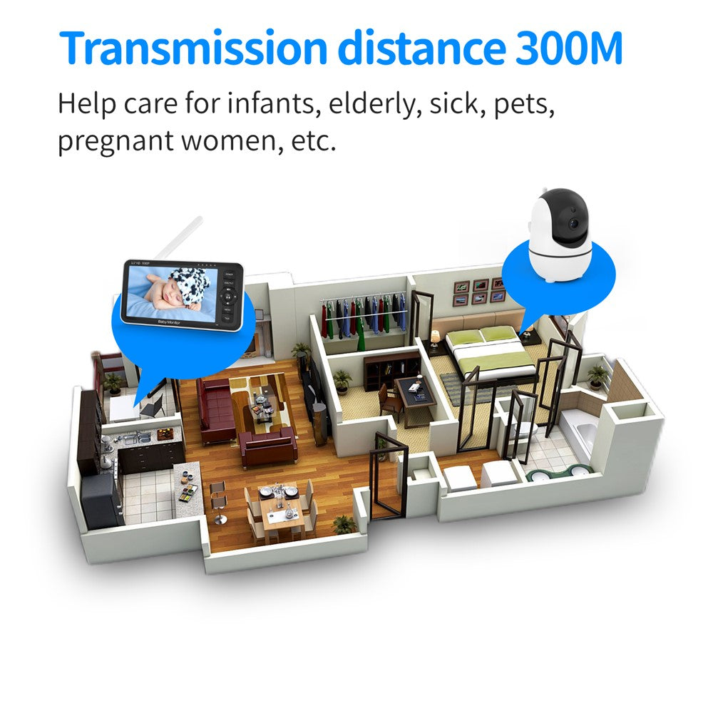 SM55 5.5 Inch Baby Monitor Two-Way Audio 1080P HD Display Panoramic Remote Control Night Vision Camera