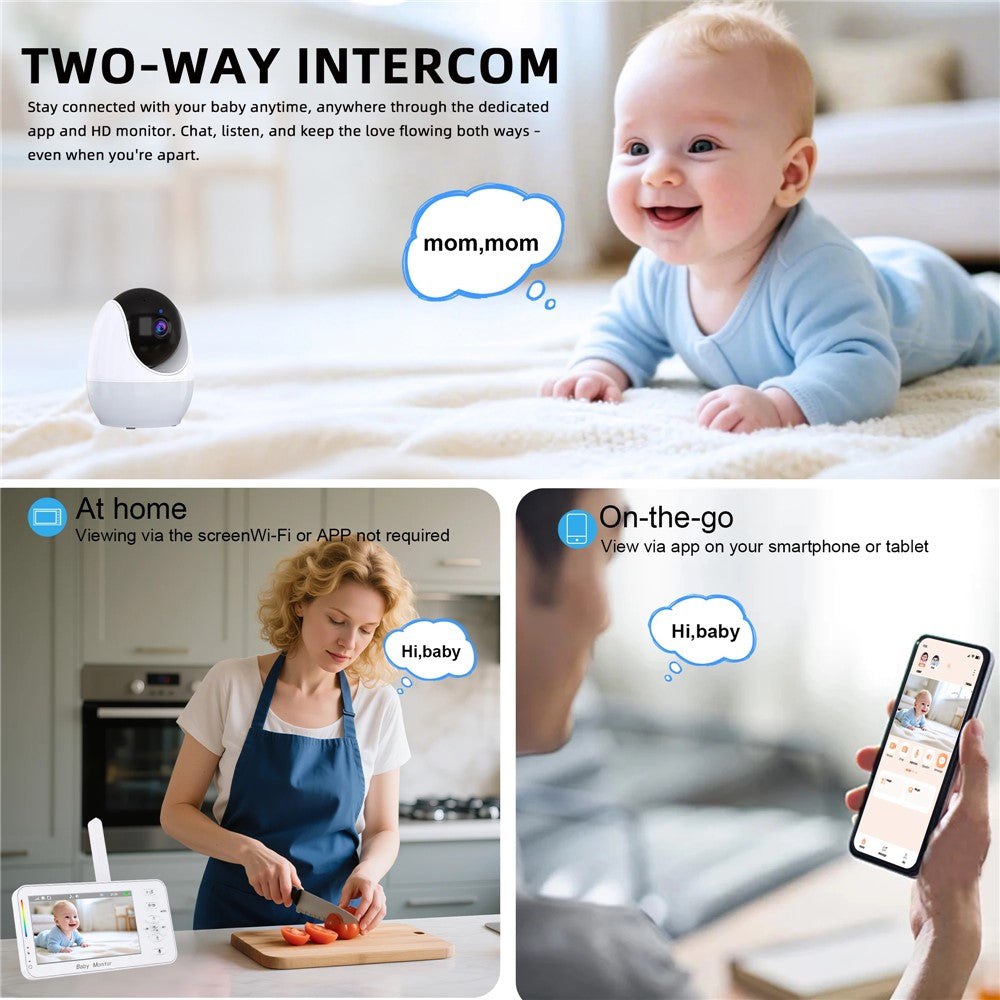ABM206 4,3 tums babyvakt spädbarn 2,4G WiFi app videoövervakning nattseende tvåvägs ljudkamera