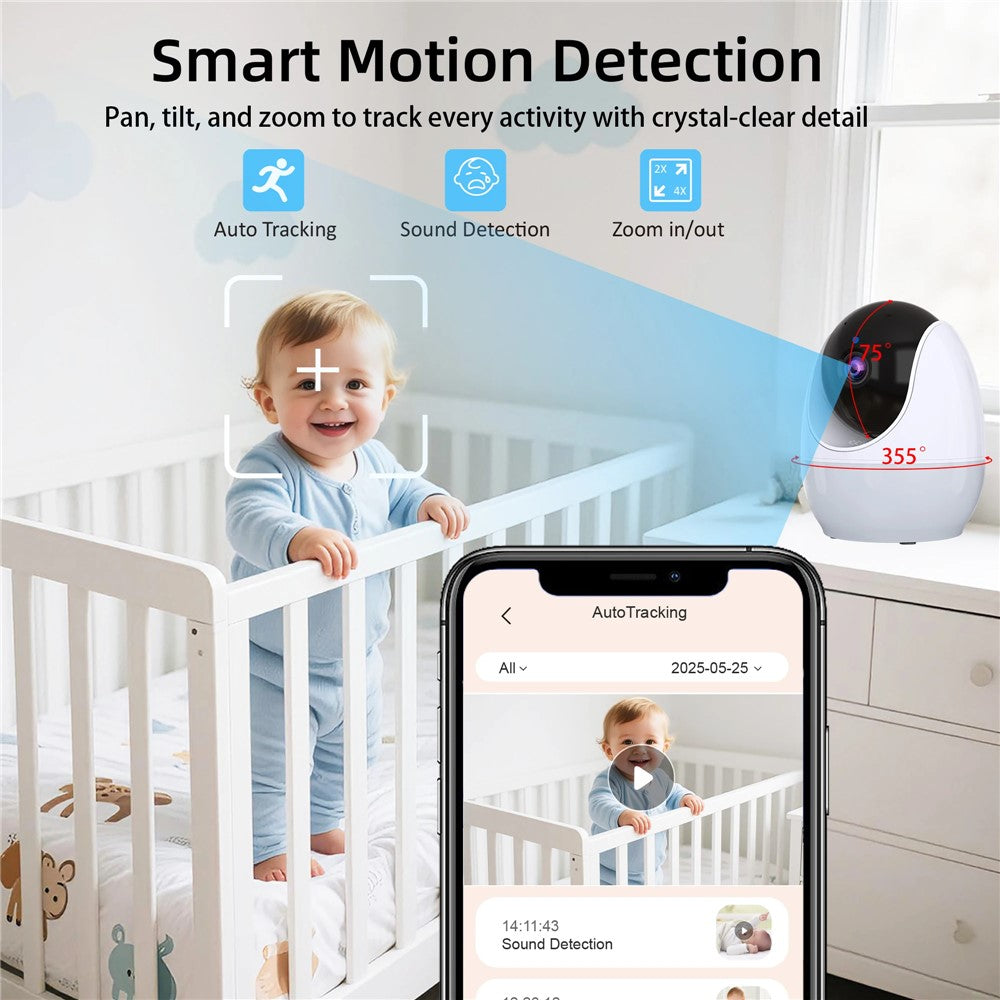 ABM206 4,3 tums babyvakt spädbarn 2,4G WiFi app videoövervakning nattseende tvåvägs ljudkamera