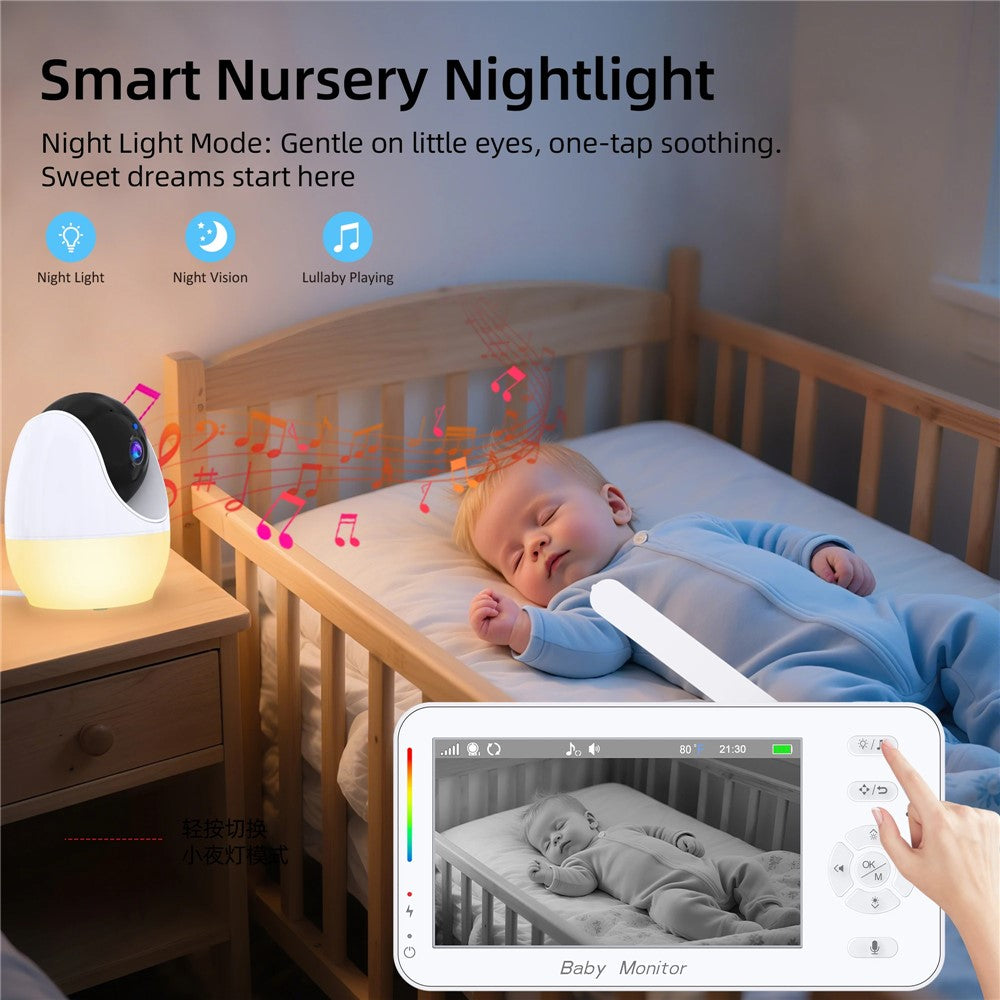 ABM206 4,3 tums babyvakt spädbarn 2,4G WiFi app videoövervakning nattseende tvåvägs ljudkamera