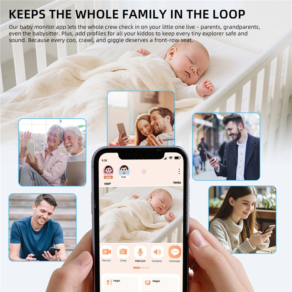 ABM206 4,3 tums babyvakt spädbarn 2,4G WiFi app videoövervakning nattseende tvåvägs ljudkamera