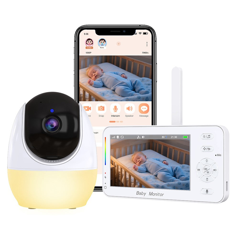 ABM206 4,3 tums babyvakt spädbarn 2,4G WiFi app videoövervakning nattseende tvåvägs ljudkamera