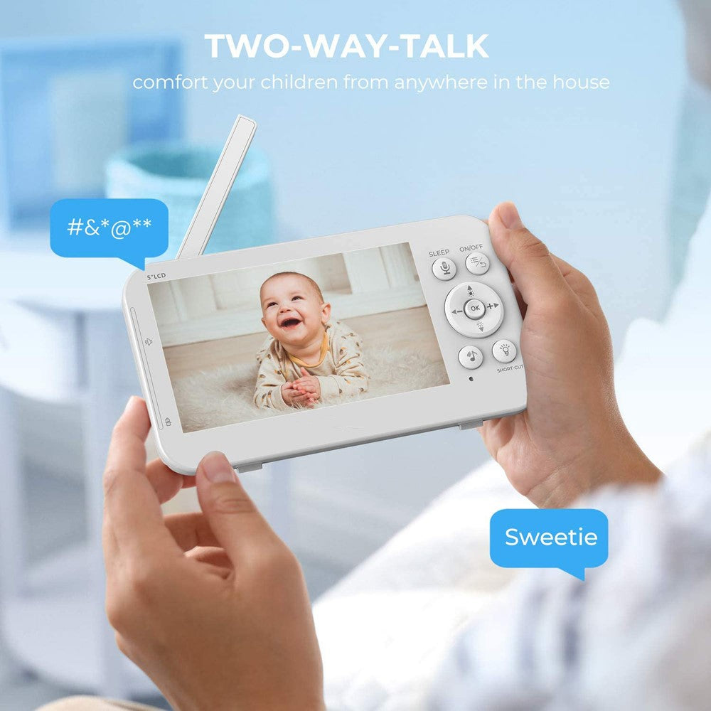 SP960 5-tums babyvakt tvåvägs ljudintercom 720P HD-skärm fullvy RC-hemkamera nattseende