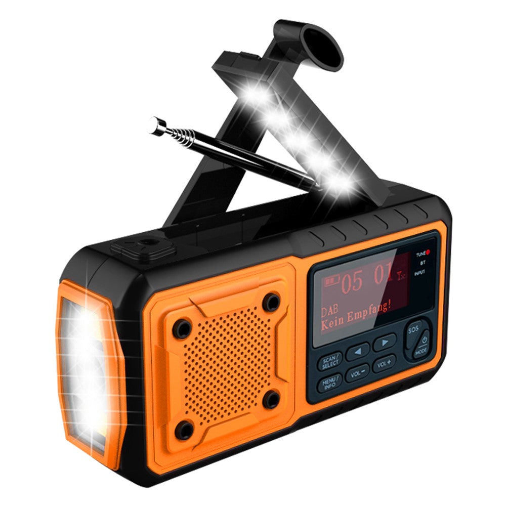 DAB376BT Outdoor Emergency Hand Crank Solar Radio with Power Bank Function DAB  /  FM Radio with Reading Light