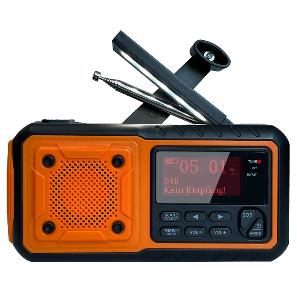 DAB376BT Outdoor Emergency Hand Crank Solar Radio with Power Bank Function DAB  /  FM Radio with Reading Light