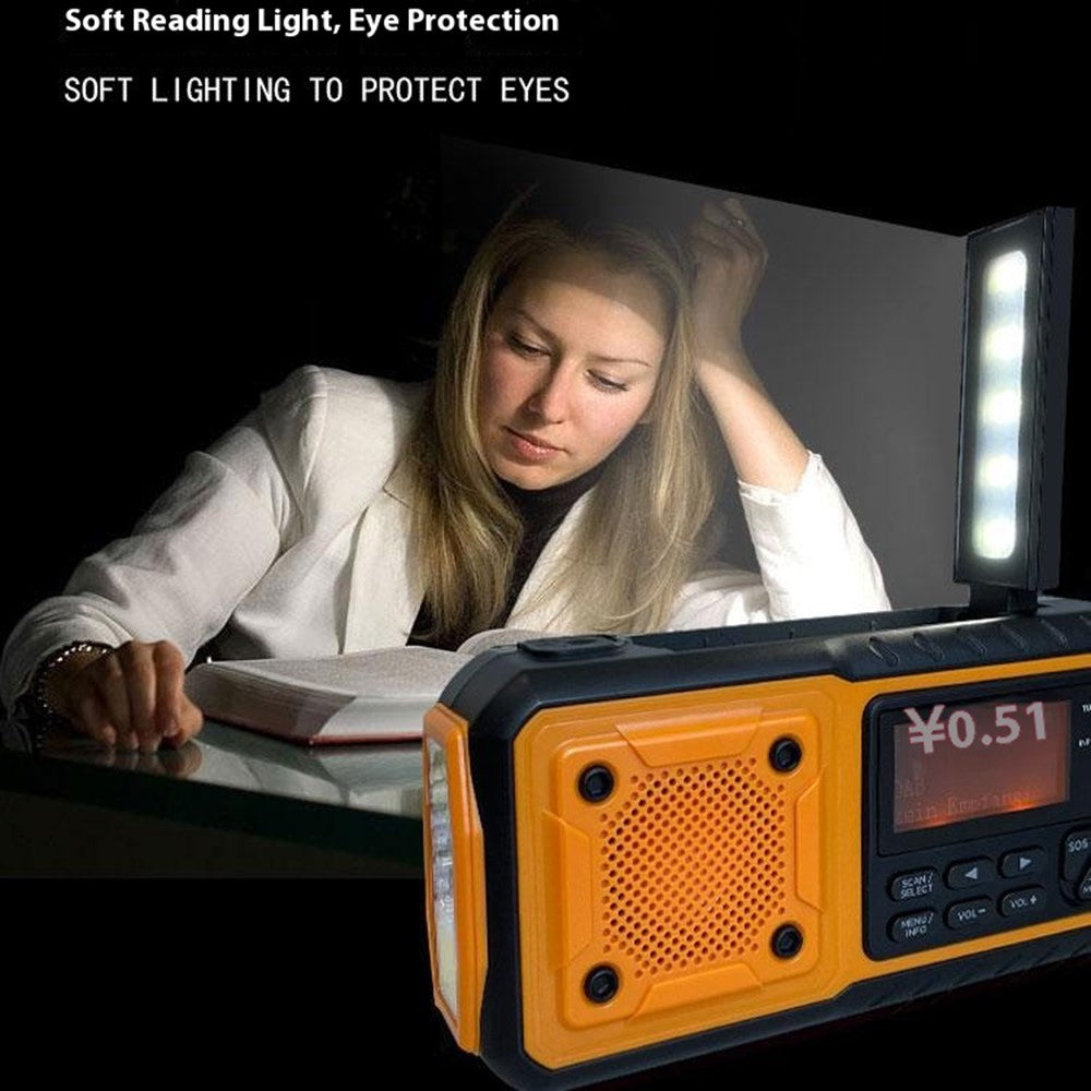 DAB376BT Outdoor Emergency Hand Crank Solar Radio with Power Bank Function DAB  /  FM Radio with Reading Light