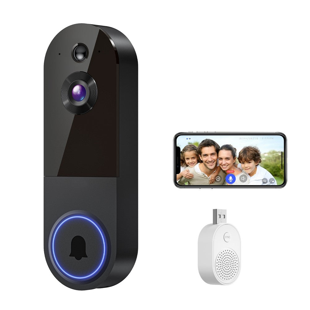 T52 WiFi Trådlös Smart Video Dörrklocka Nattseende HD 1080P Tvåvägs Ljud Rörelsedetektering Dörrklocka