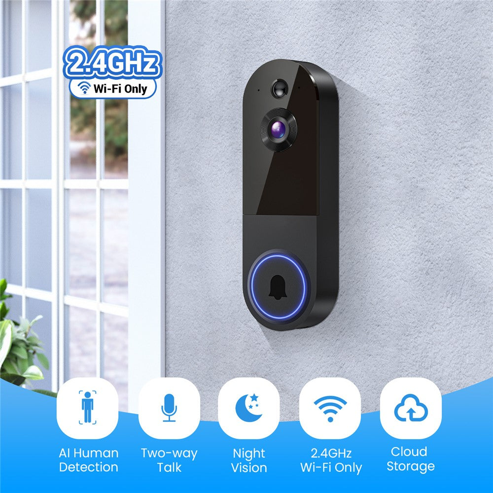 T52 WiFi Trådlös Smart Video Dörrklocka Nattseende HD 1080P Tvåvägs Ljud Rörelsedetektering Dörrklocka