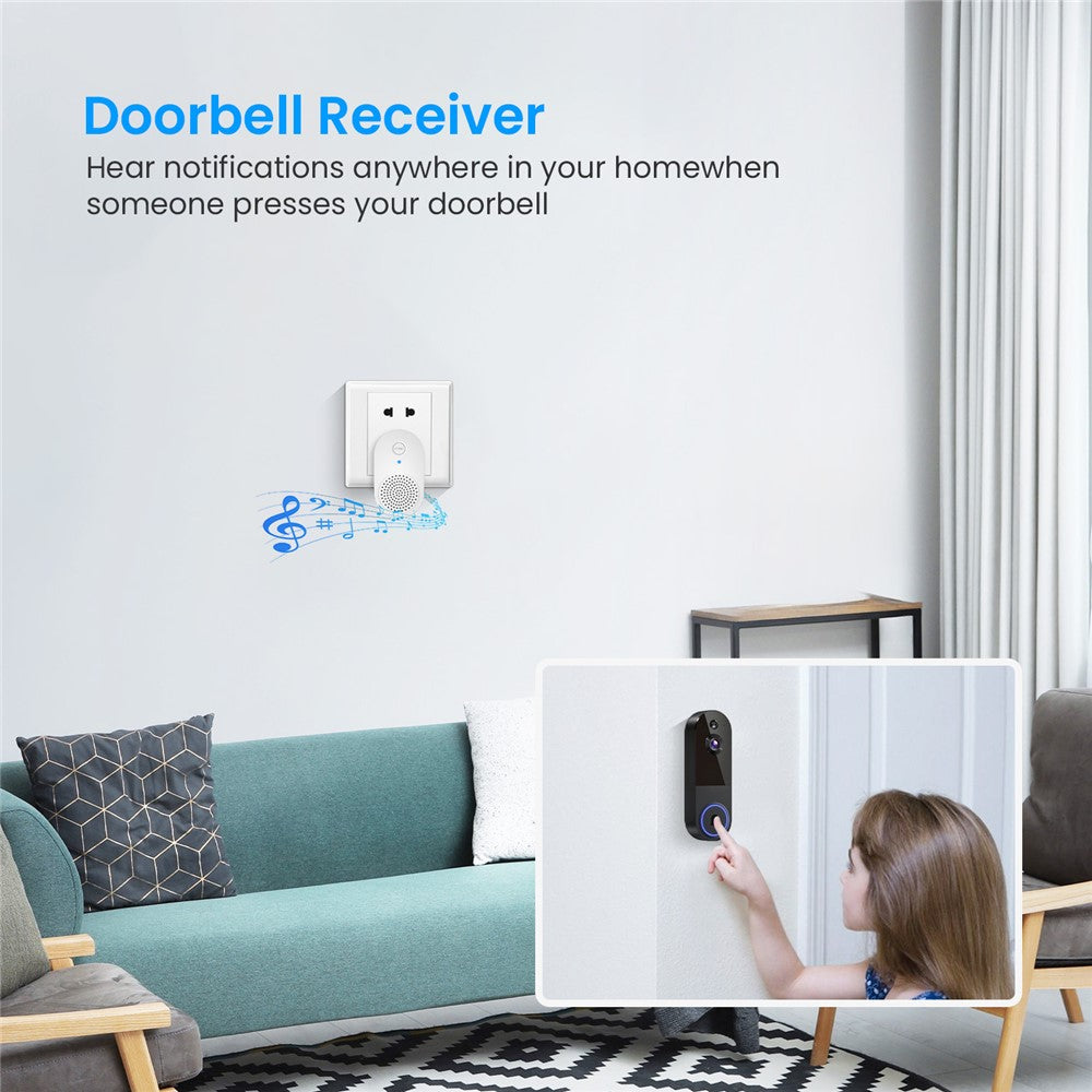 T52 WiFi Trådlös Smart Video Dörrklocka Nattseende HD 1080P Tvåvägs Ljud Rörelsedetektering Dörrklocka