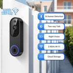 M52 HD Night Vision Wireless Smart Video Doorbell Two Way Audio PIR Motion Detection WiFi Door Bell