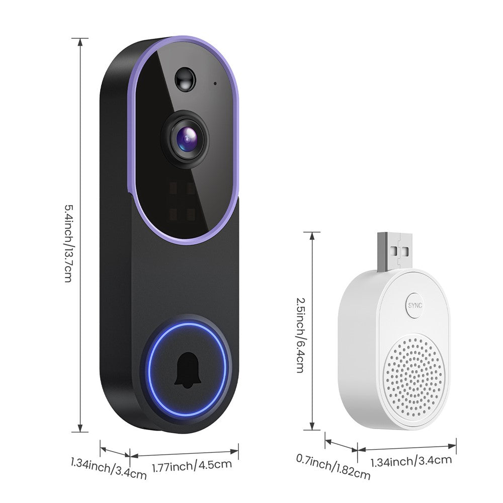P52 Tvåvägsljud 2.4G WiFi Trådlös Smart Videodörrklocka 1080P HD Nattseende Rörelsedetektering Dörrklocka