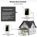 W906 300m Range Wireless Doorbell 60 Ringtones 5 Volume Levels Door Chime Kit, 1 Transmitter + 1 Receiver