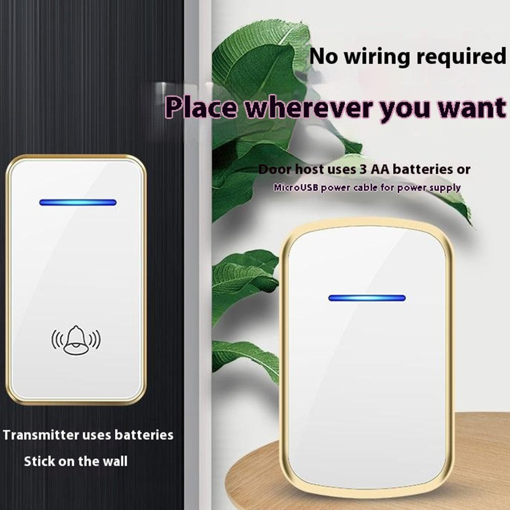 W906 300m Range Wireless Doorbell 60 Ringtones 5 Volume Levels Door Chime Kit, 1 Transmitter + 1 Receiver