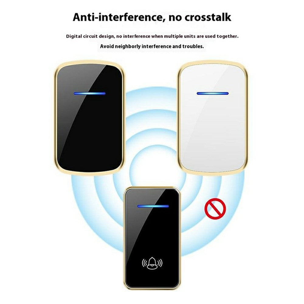 W906 300m Range Wireless Doorbell 60 Ringtones 5 Volume Levels Door Chime Kit, 1 Transmitter + 2 Receivers
