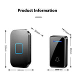 FA88 150m Range 5 Volume Levels Self Powered Wireless Doorbell 60 Melodies Door Chime, 1 Transmitter + 1 Receiver