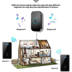 FA88 150m Range 5 Volume Levels Self Powered Wireless Doorbell 60 Melodies Door Chime, 1 Transmitter + 2 Receivers