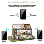 FA8 Self Powered Home Wireless Doorbell 60 Ringtones 5 Volume Levels Door Chime Kit, 1 Transmitter + 2 Receivers