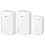 FA8 Self Powered Home Wireless Doorbell 60 Ringtones 5 Volume Levels Door Chime Kit, 1 Transmitter + 2 Receivers