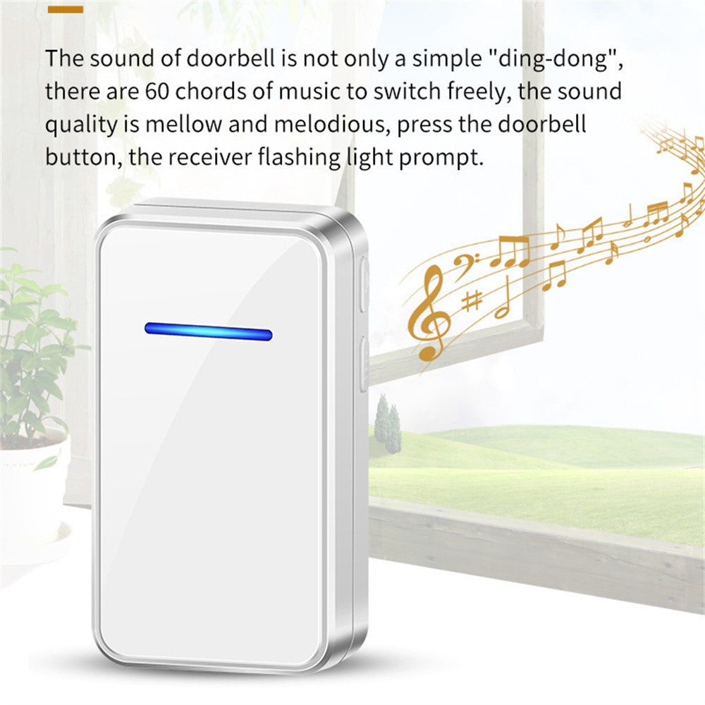 A80 Wireless USB Doorbell for Home 150m Range 60 Melodies 5 Volume Levels Door Chime, 1 Transmitter + 1 Receiver