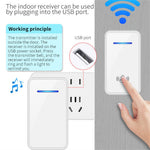 A80 Wireless USB Doorbell for Home 150m Range 60 Melodies 5 Volume Levels Door Chime, 2 Transmitters + 1 Receiver