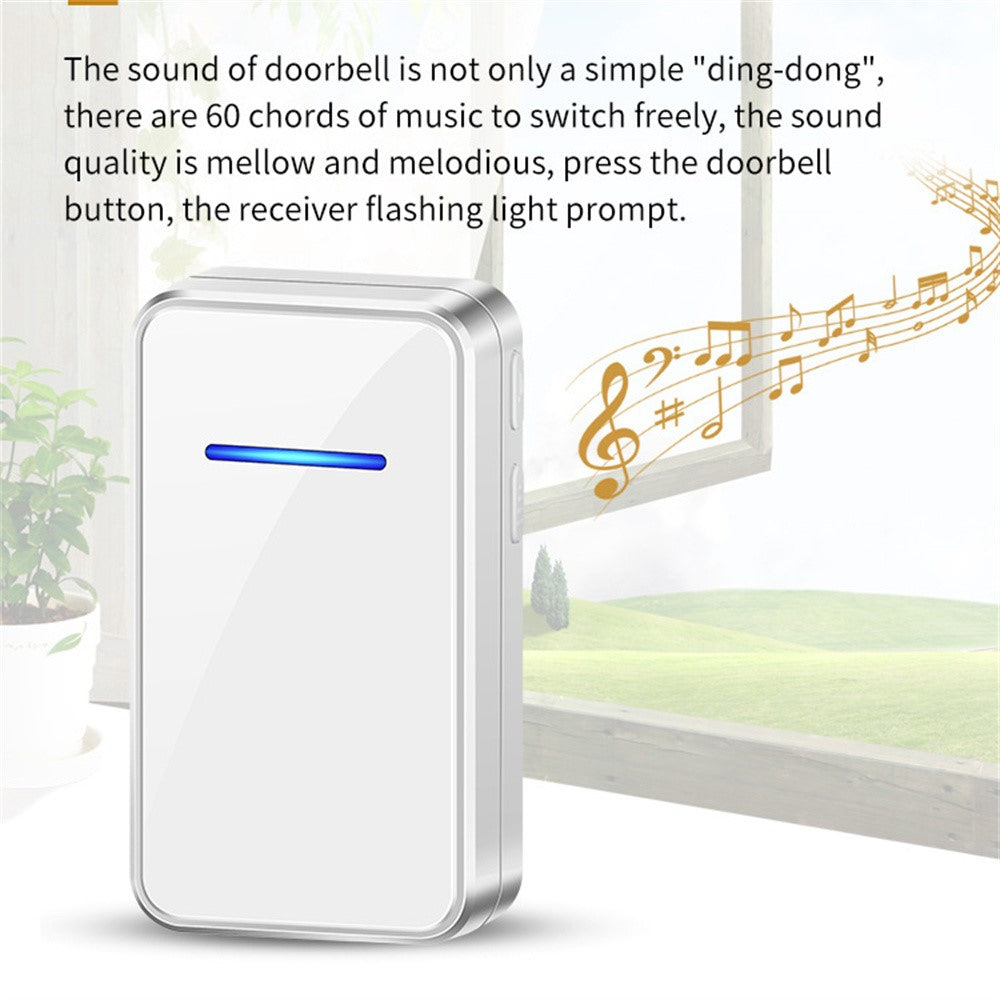 A80 Wireless USB Doorbell for Home 150m Range 60 Melodies 5 Volume Levels Door Chime, 2 Transmitters + 1 Receiver