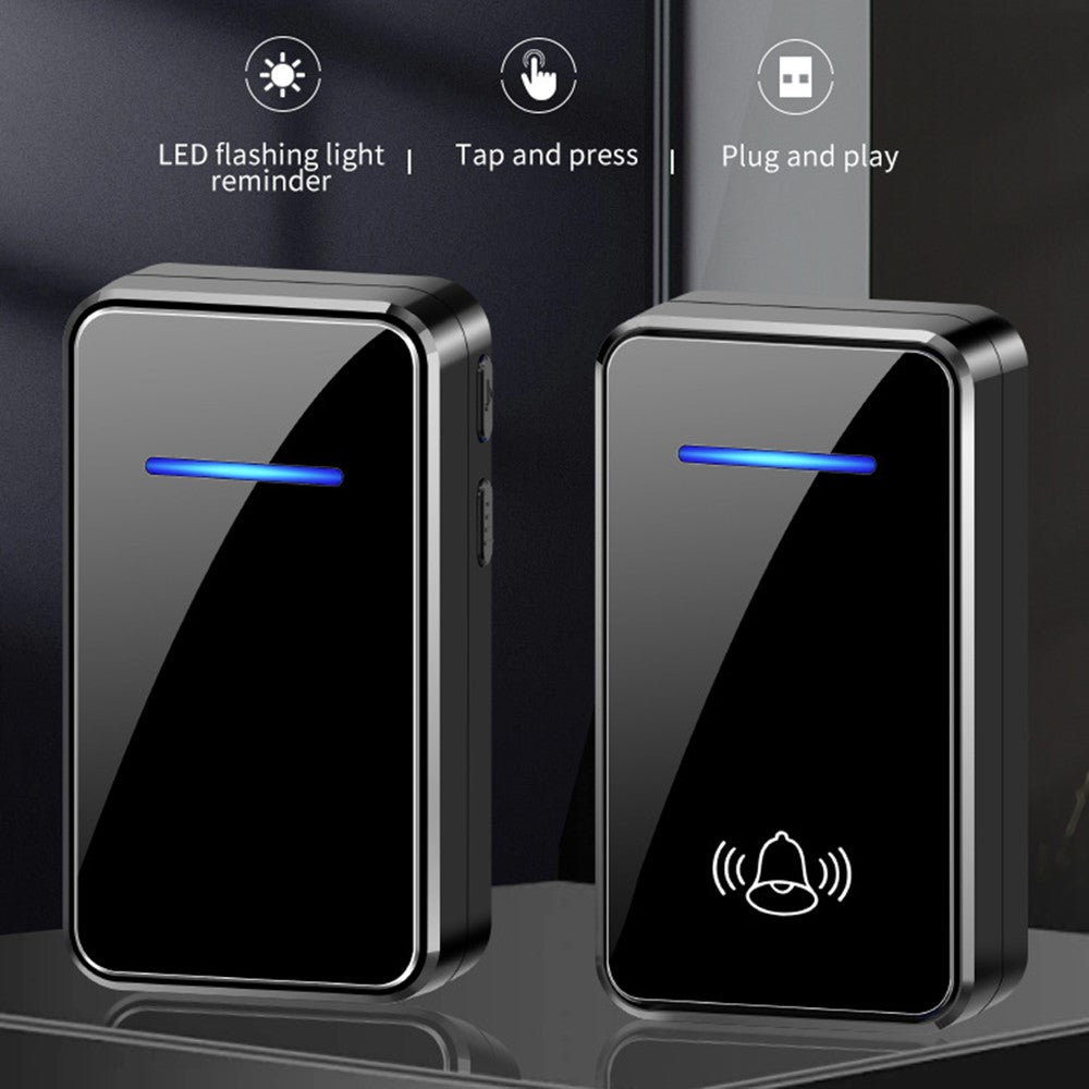 A80 Wireless USB Doorbell for Home 150m Range 60 Melodies 5 Volume Levels Door Chime, 1 Transmitter + 2 Receivers
