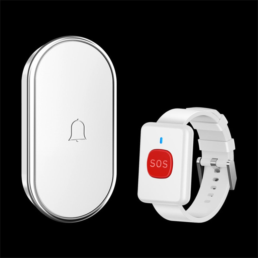 A18 For Elderly SOS Emergency Call Button 60 Melodies Adjustable Volume 300m Wireless Alarm System, 1 Watch Button + 1 EU Plug Receiver