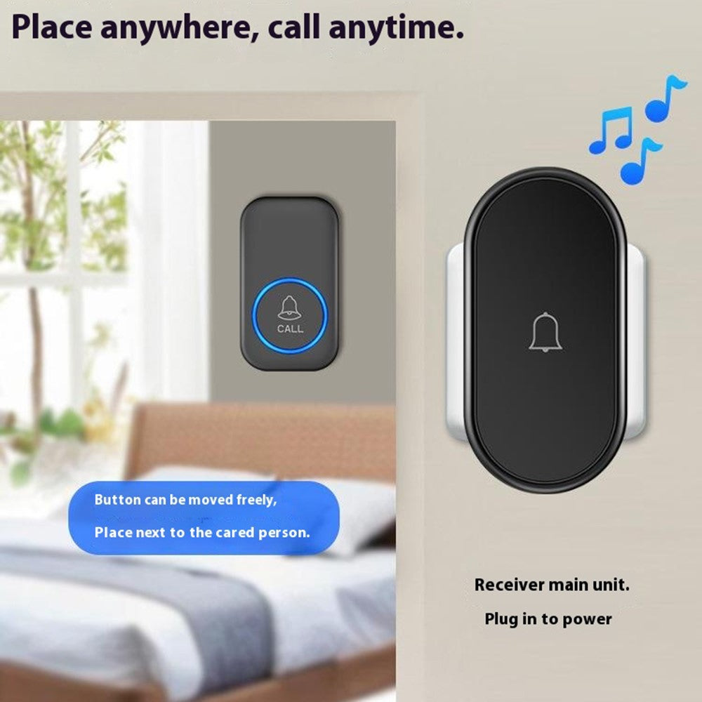 A18 For Elderly SOS Emergency Call Button 60 Melodies Adjustable Volume 300m Wireless Alarm System, 1 Lanyard Button + 1 EU Plug Receiver