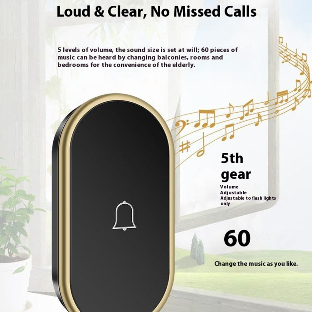 A18 For Elderly SOS Emergency Call Button 60 Melodies Adjustable Volume 300m Wireless Alarm System, 1 Lanyard Button + 1 EU Plug Receiver